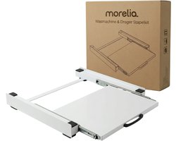 Morelia® Tussenstuk Wasmachine Droger Inclusief Werkplank & Spanband - Stapelkit Wasmachine Droger - Universeel - Wit