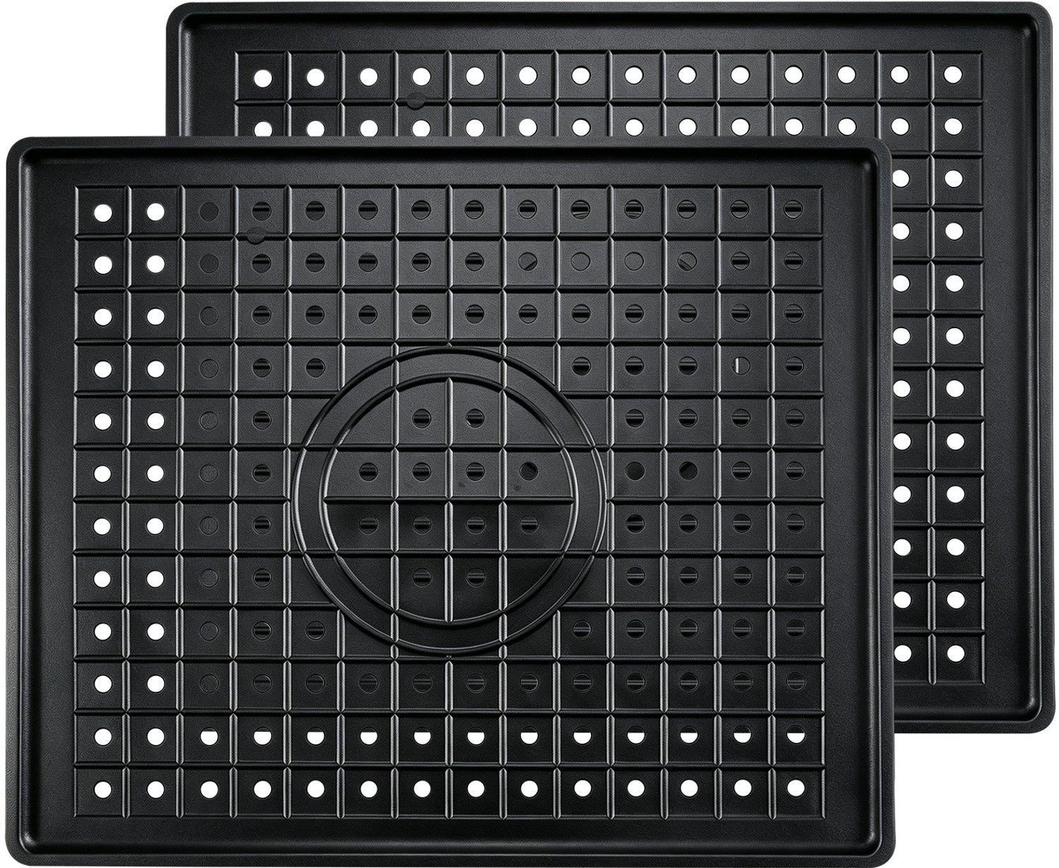 2 stuks gootsteenmat van rubber – 31×26 cm rechthoekig, antislip beschermmat zwart – Keukenbeschermmat voor aftapruimte en aanrecht