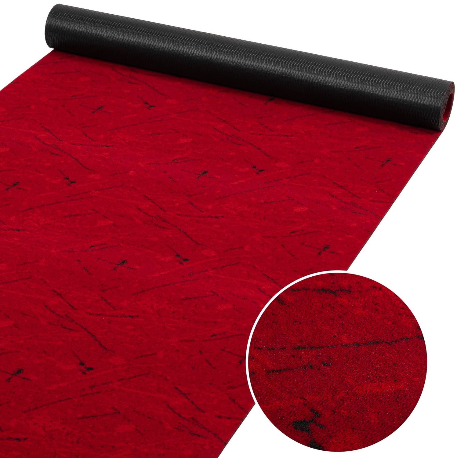 ANRO Keukenloper Rahma Rood 220x67cm – Tapijtloper Wasbaar Antislip Gangloper Hal Laagpolig