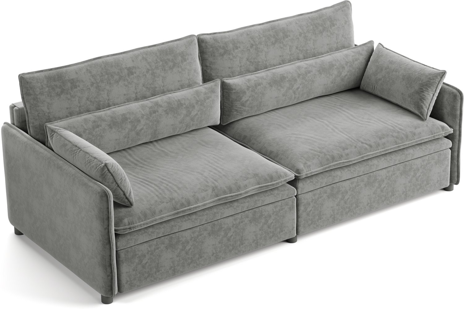 Wishdor Slaapbank 3-zits - Uitklapbaar 3-in-1 ontwerp - Verstelbare rugleuning en opbergruimte - Chenille met losse kussens - Woonkamer slaapkamer appartement - Lichtgrijs - 206 x 91 x 86 cm
