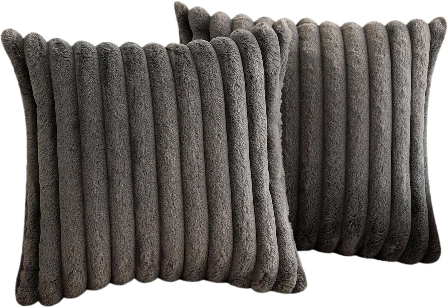 Maisentiel Sierkussenhoezen 45 x 45 cm - 2 stuks - fluweel en pluche - grijs