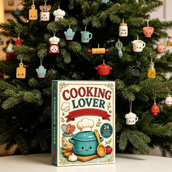 Adventskalender 2026 voor kookliefhebbers – 24 schattige 2D-hangers van acryl in de vorm van keukengerei – aftelkalender voor 24 dagen; perfect voor in de kerstboom en een leuk cadeau voor wie van koken houdt — cadeau in Kookcadeaus - foto 4