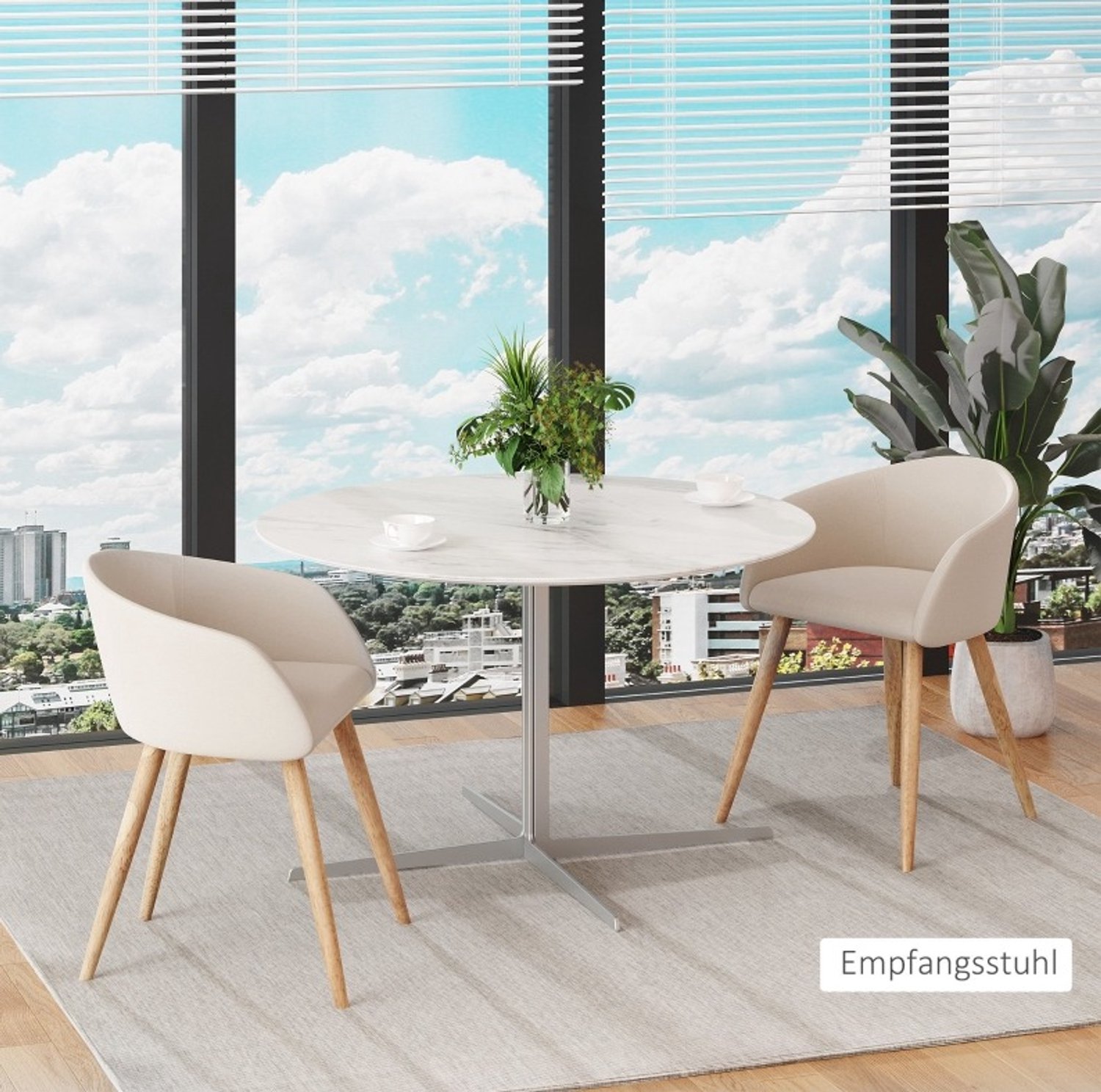 CHICFURN Eetkamerstoel - Gewatteerd - Kuipstoel - Beige