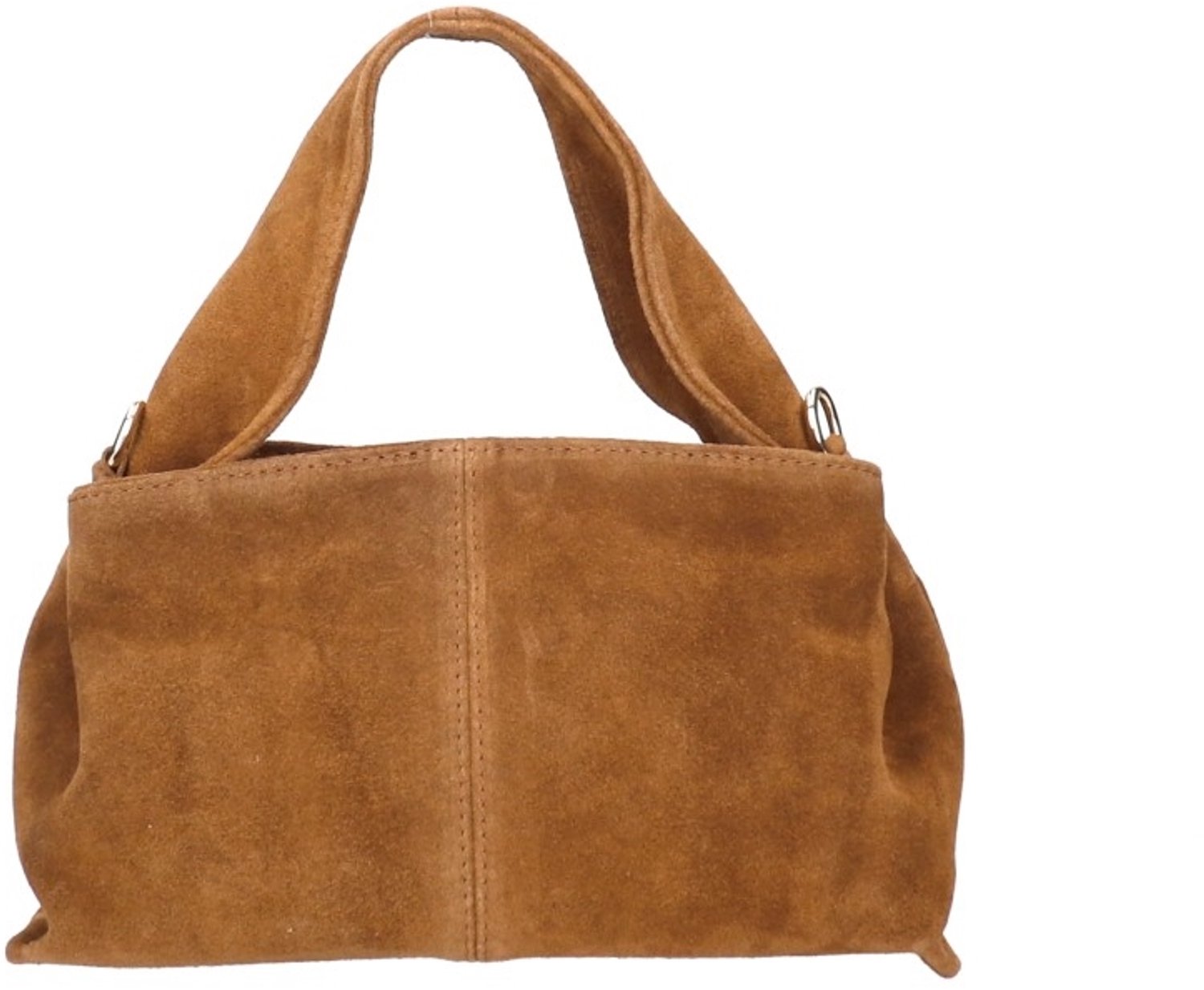 Cognac Suède Handtas Laila – Trendy Dames Schoudertassen - Gouden Details - Extra Hengsel - Cognac
