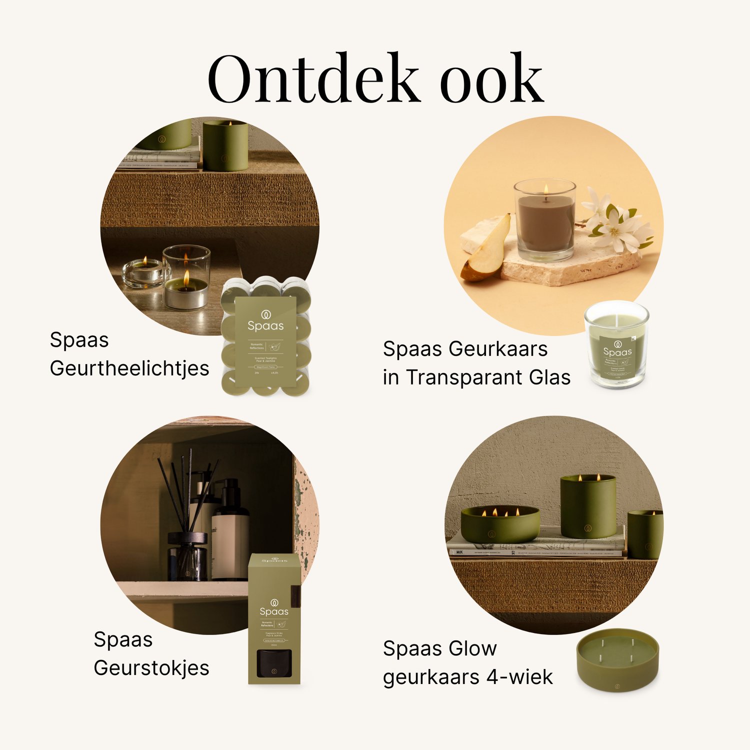SPAAS Glow Geurkaars in glas - Set van 2 kaarsen - Peer en Jasmijn - circa 55u - Romantic Reflections Olijfgroen