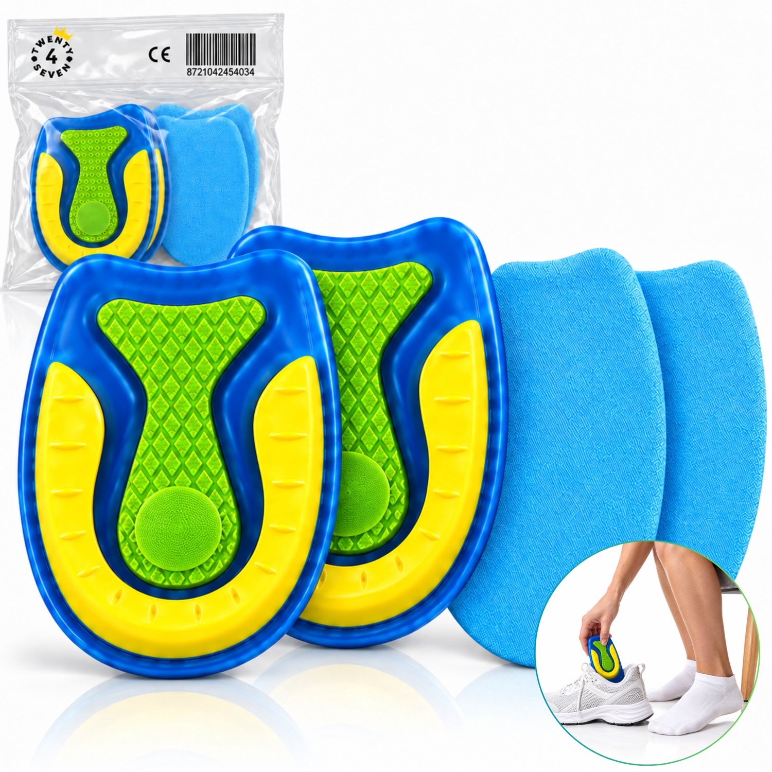 Twenty4seven® Hielspoor Zooltjes 2 Stuks - Gel Hielbeschermers - Siliconen Inlegzolen in je Schoenen - Bij Fasciitis Plantaris & Achillespees - Heren & Dames Maat 41-46