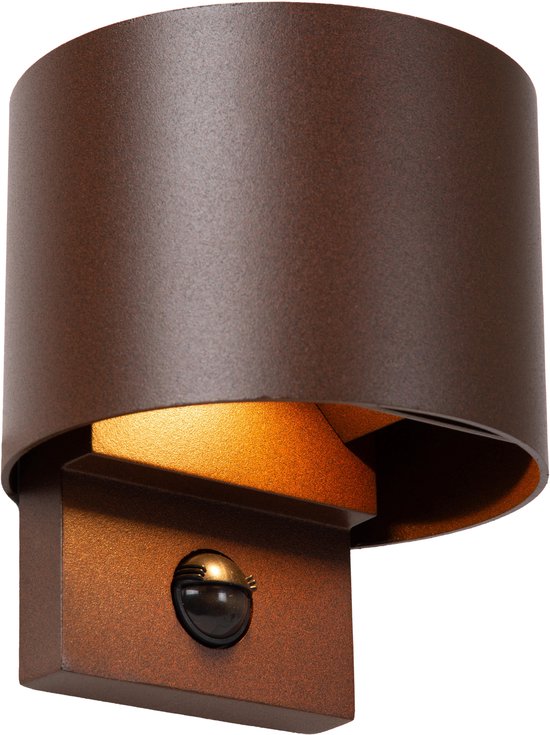 Lucide TADZIO - Wandlamp Binnen/Buiten - LED - CCT - 1 × 7W 2700K/4000K - IP65 - Bewegingssensor - Roest bruin - Essential