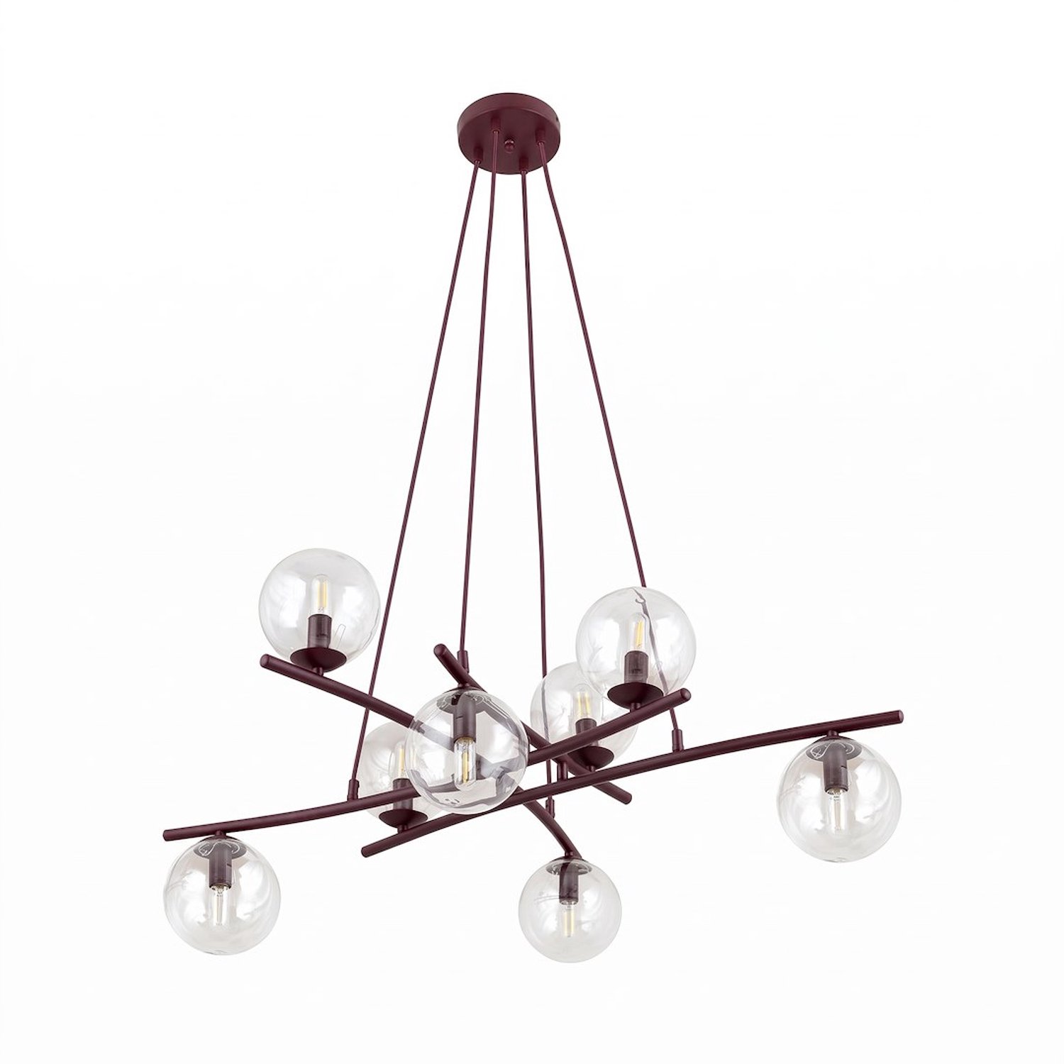 Emibig ESSA 8 BURGUNDY TRANSPARENT - Moderne hanglamp voor sfeervolle verlichting