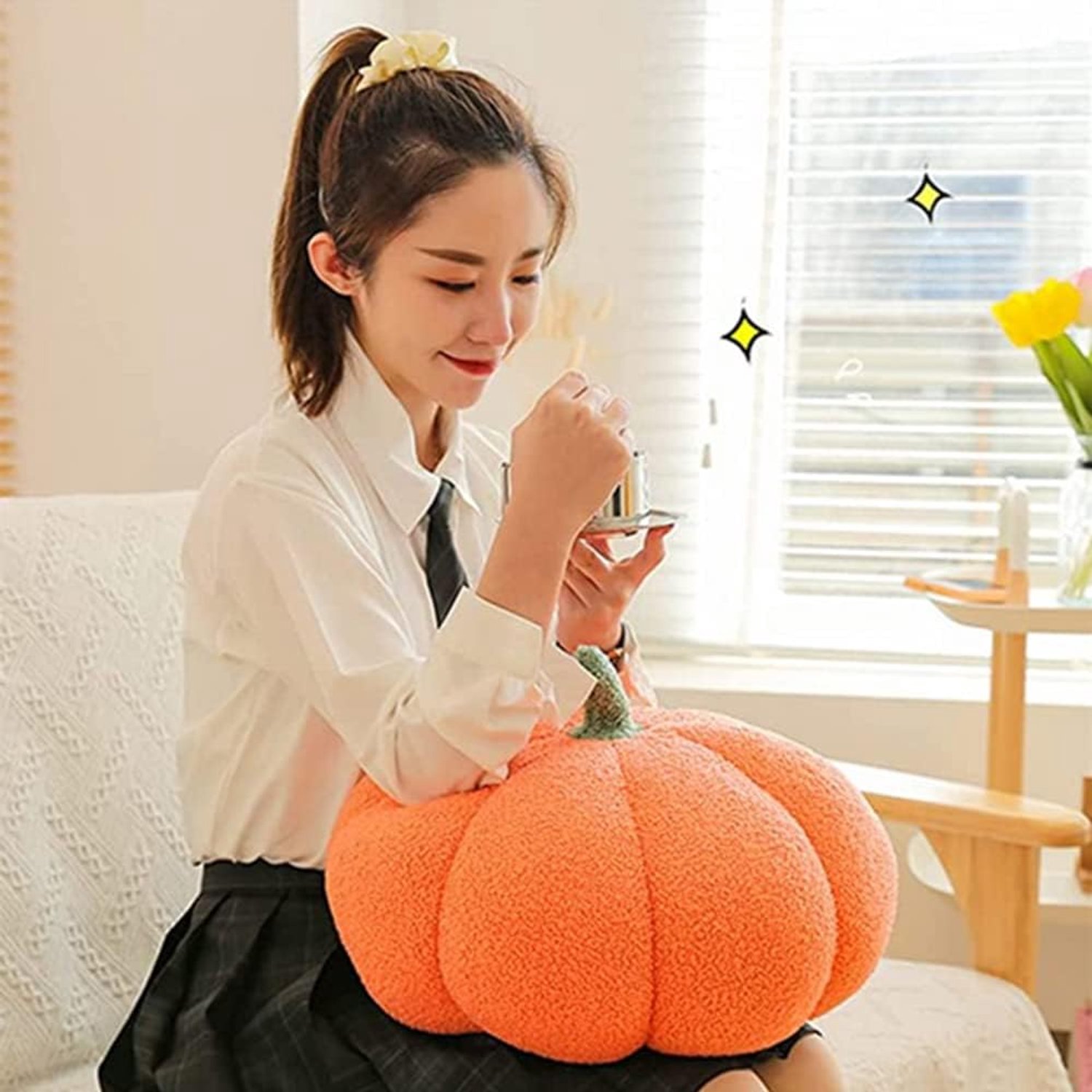 Pluche Pompoen Kussen 11 Inch - Zacht Teddy Pluche - Schattig Halloween Decor - Perfect voor Feestjes - ShopVlot