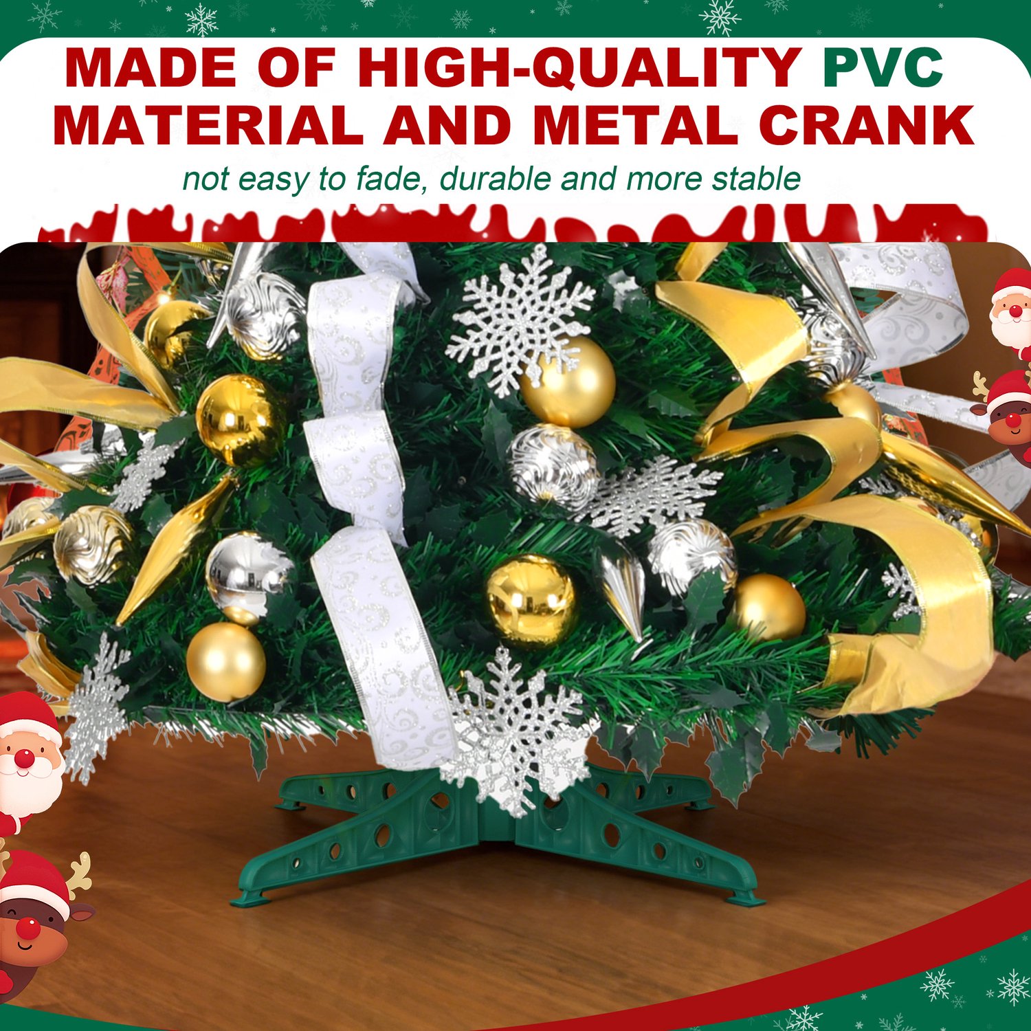 Pop-up Kerstboom 150 cm met 100 LED - 8 Lichtmodi - Goud & Zilver - Inclusief Kerstballen & Linten - Opvouwbaar - NAIZY – foto 3