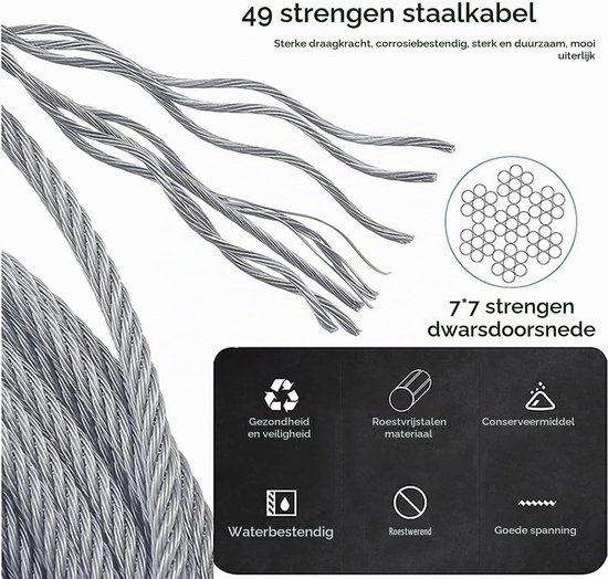 Professionele Plantstand voor Klimplanten, Compleet Systeem met Wandbeugels en Staal Kabel voor Optimale Groei en Ondersteuning — afbeelding 2