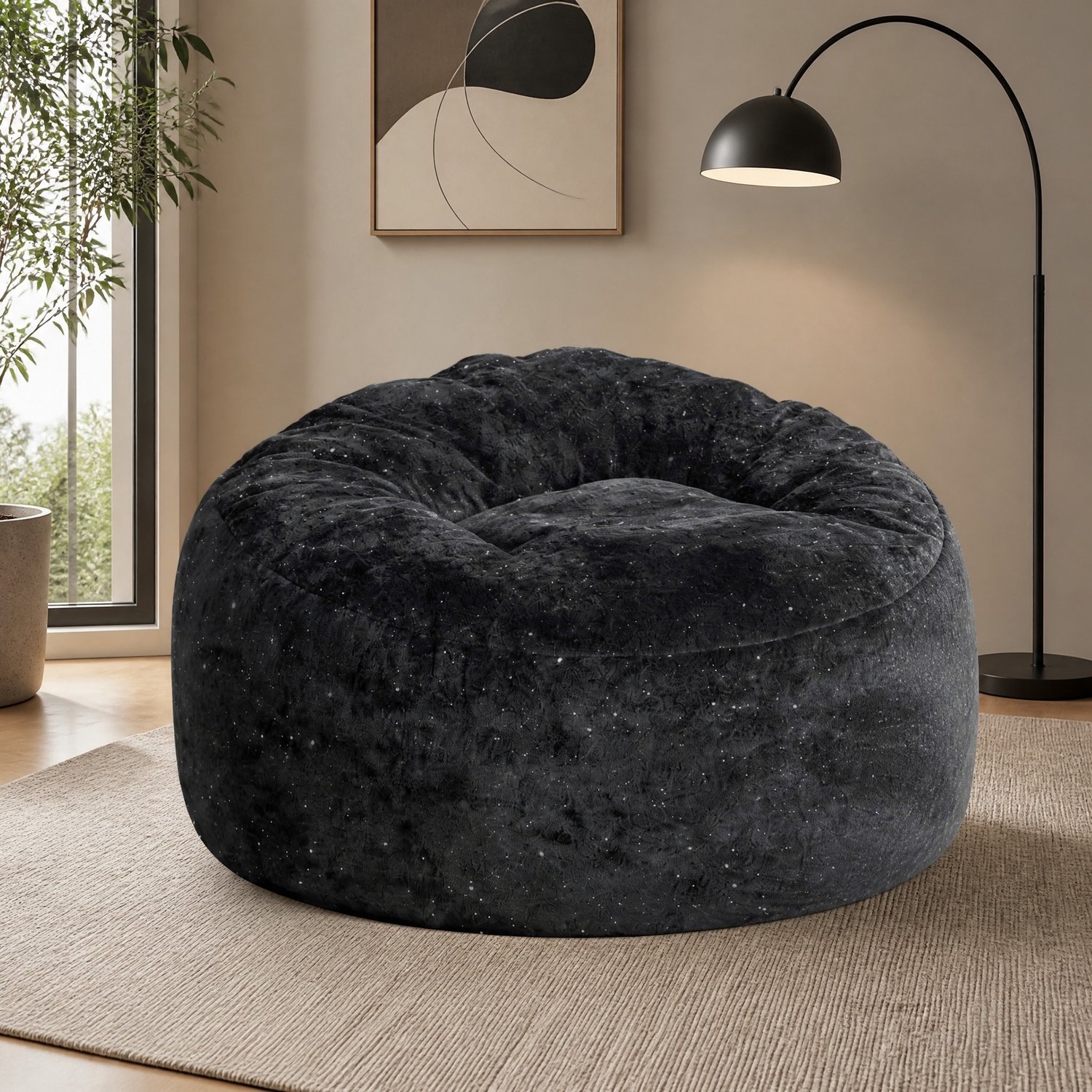 CHICFURN Zitzak - Hoge gebogen rugleuning - Diepe zitting - Zwart