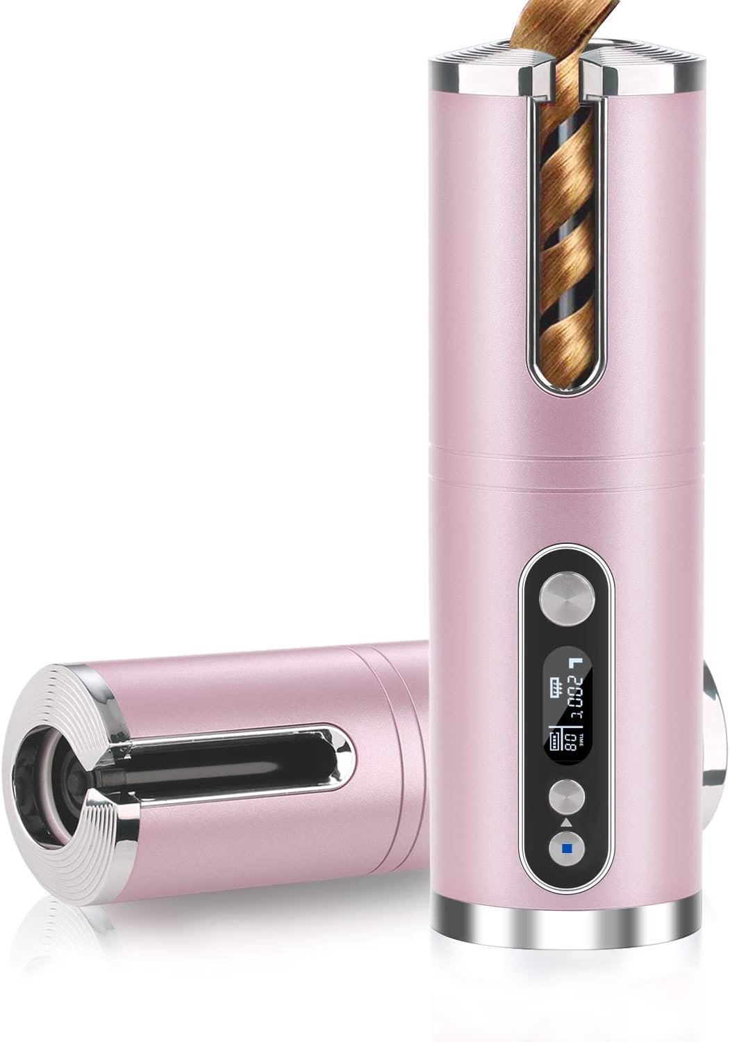 iFoulki Automatische krultang met LCD-temperatuurweergave en timer, krultang voor grote krullen, USB-opladen en draagbaar.