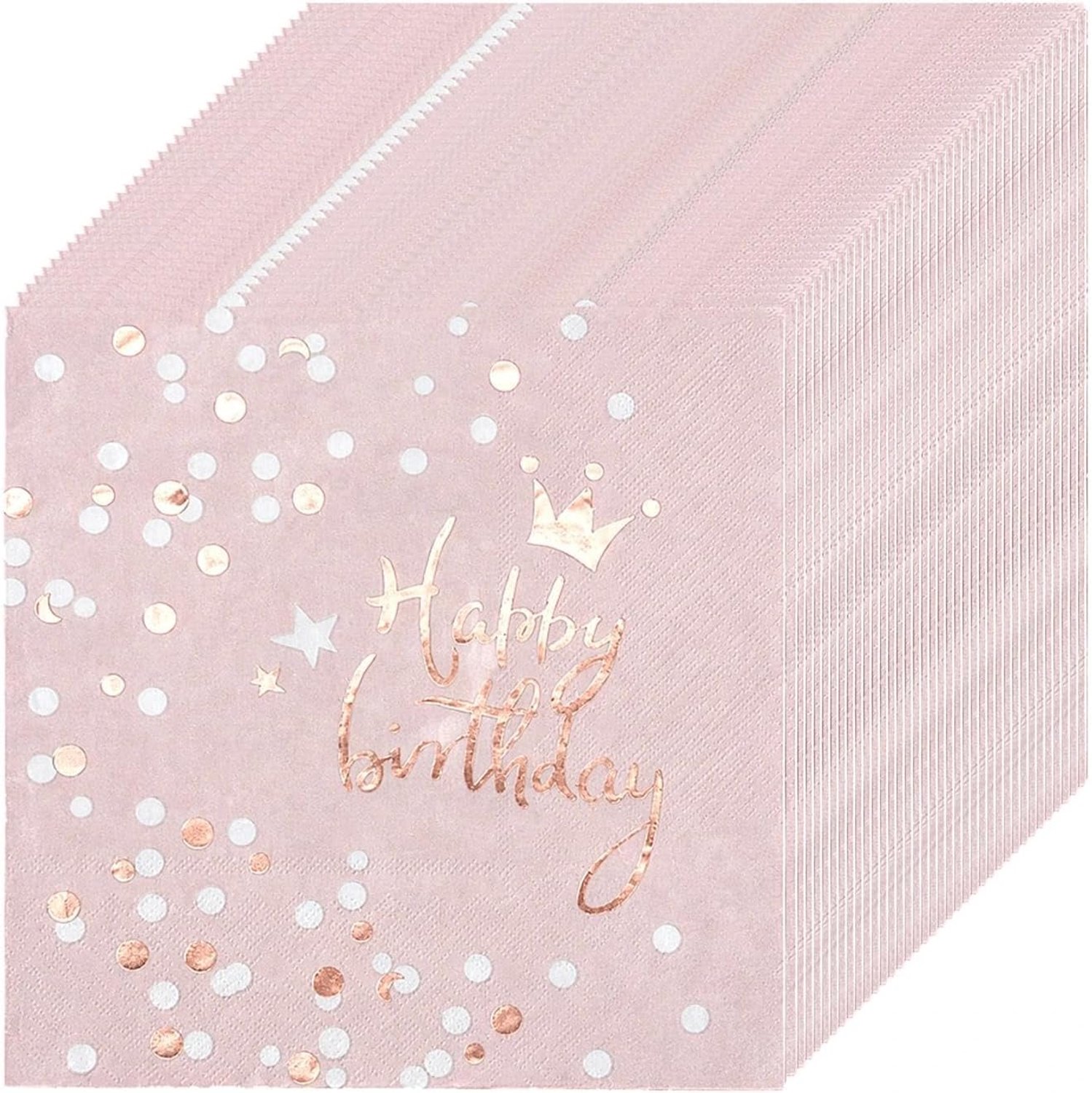 Verjaardagsservetten 36 stuks - 13 x 13 inch - roze - feestelijk voor verjaardagen - Homevero