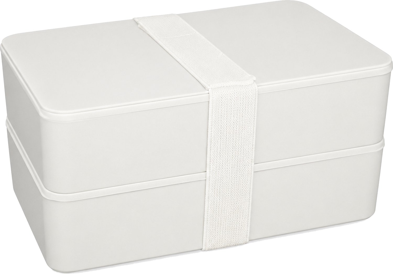 Witte broodtrommel met twee lagen en deksel, vierkant model
