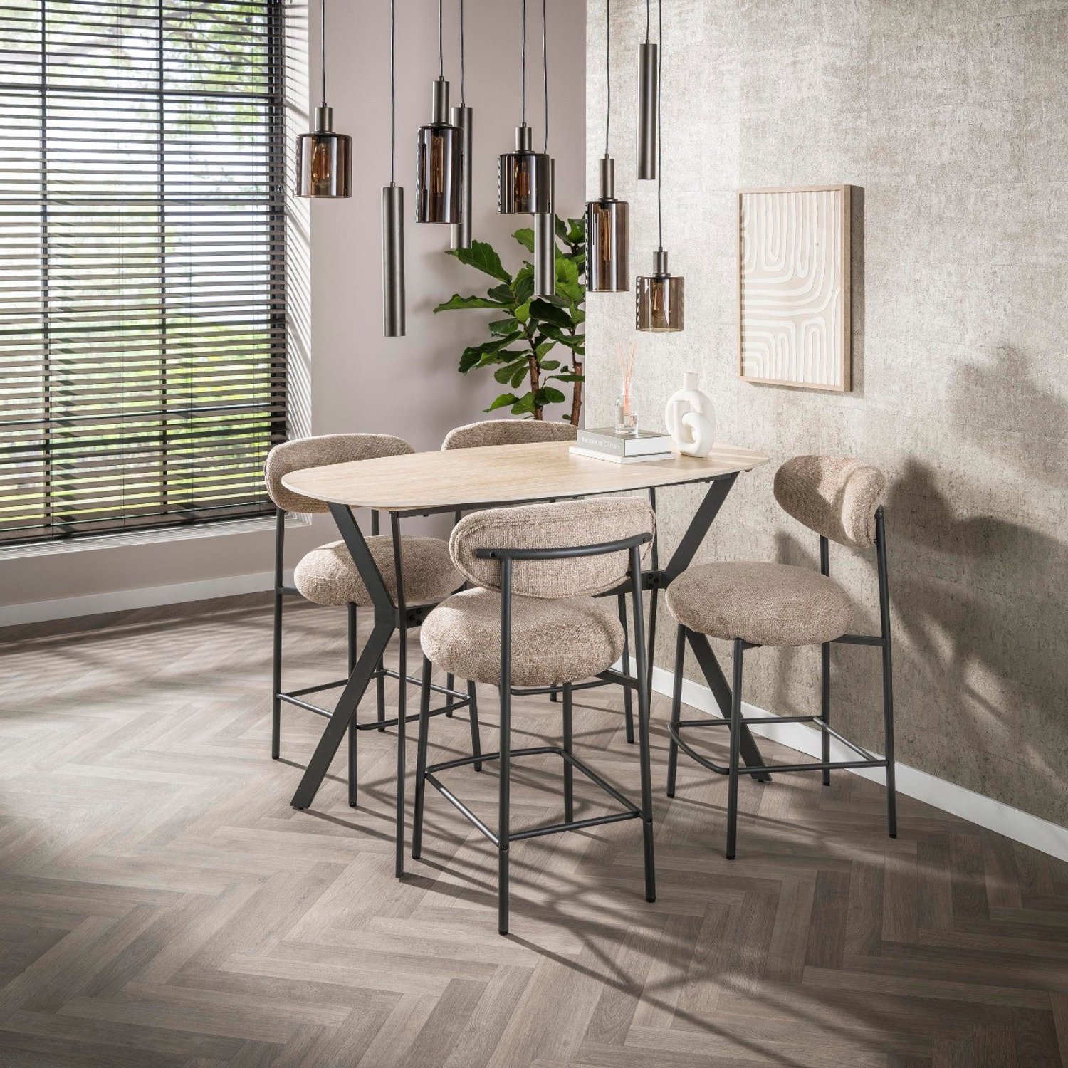 Fraaai Dexter bartafel Deens ovaal 140 cm keramiek - beige