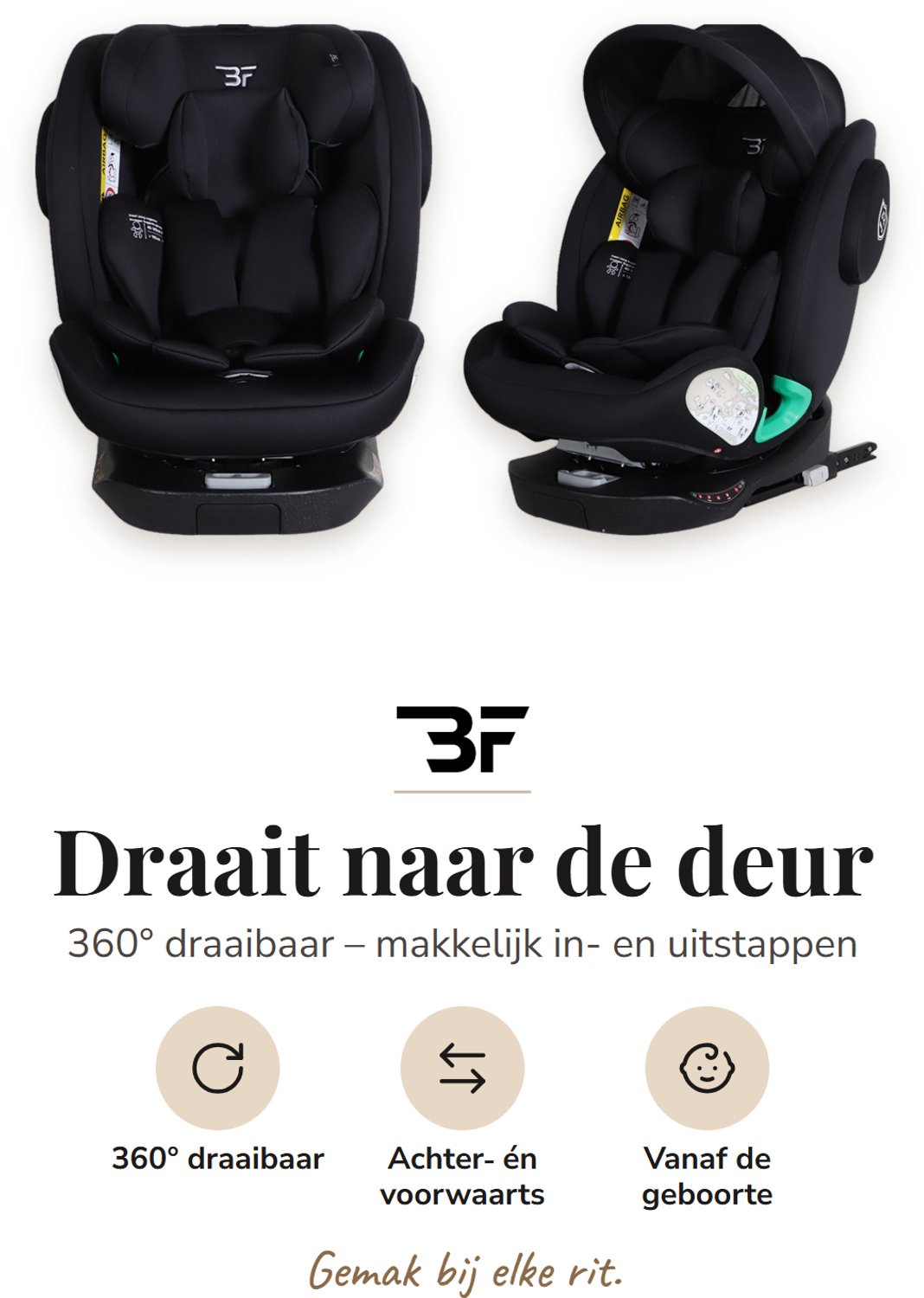 Bebies First Executive Autostoel 360° Draaibaar met Isofix – i-Size – Baby & Kind 0-12 Jaar (40-150 cm) – Zwart – foto 4