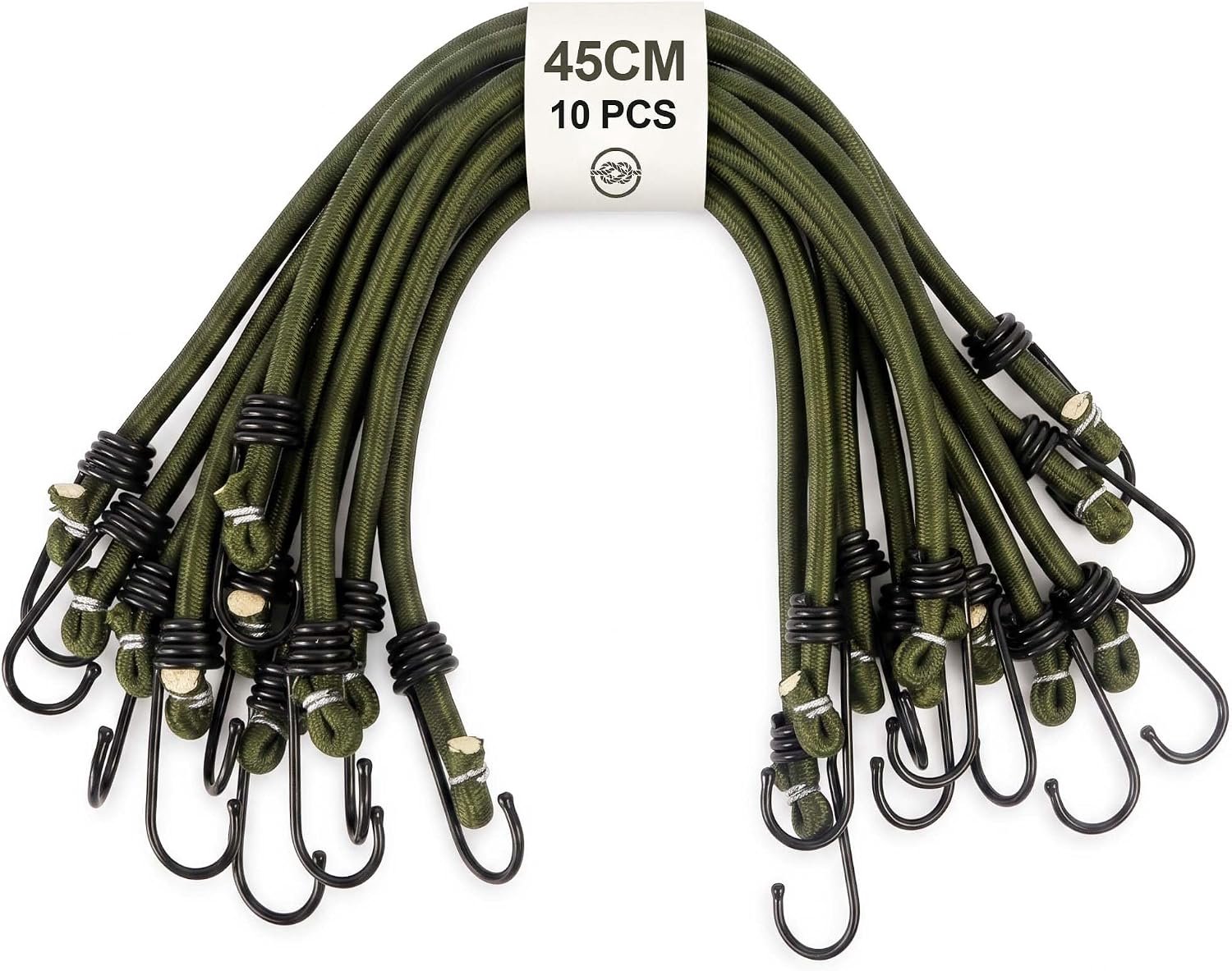Spanbanden 45 cm - 10 stuks met haken - stevig - ideaal voor bevestigen - m-winkel