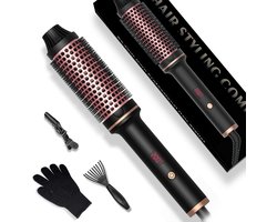 UMIGA 3-in-1 thermische borstel 38 mm, krulborstel met LCD-display 120-210 ℃, zorgt voor meer haarvolume, losse krullen, glad haar, compact en licht van gewicht, dubbele spanning