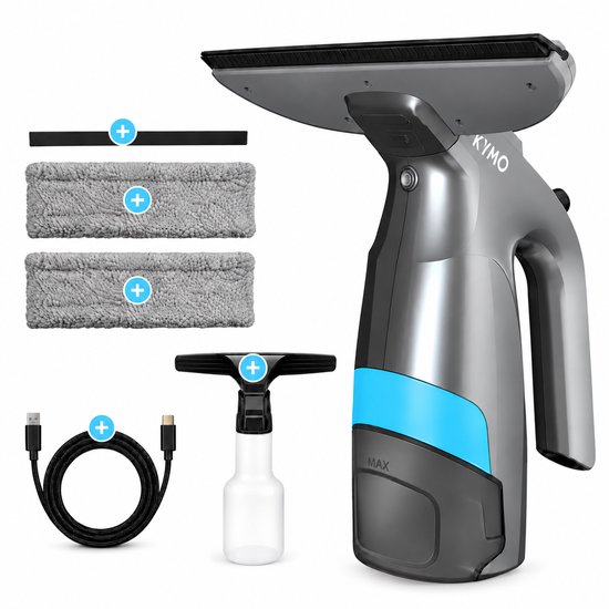 Kymo 2 in 1 elektrische ramenreiniger - ramen, douchewand en tegels - raamwisser - raamtrekker - ramenwasser - ramenwisser - ruitenreiniger - sprayen en zuigen - raamzuiger