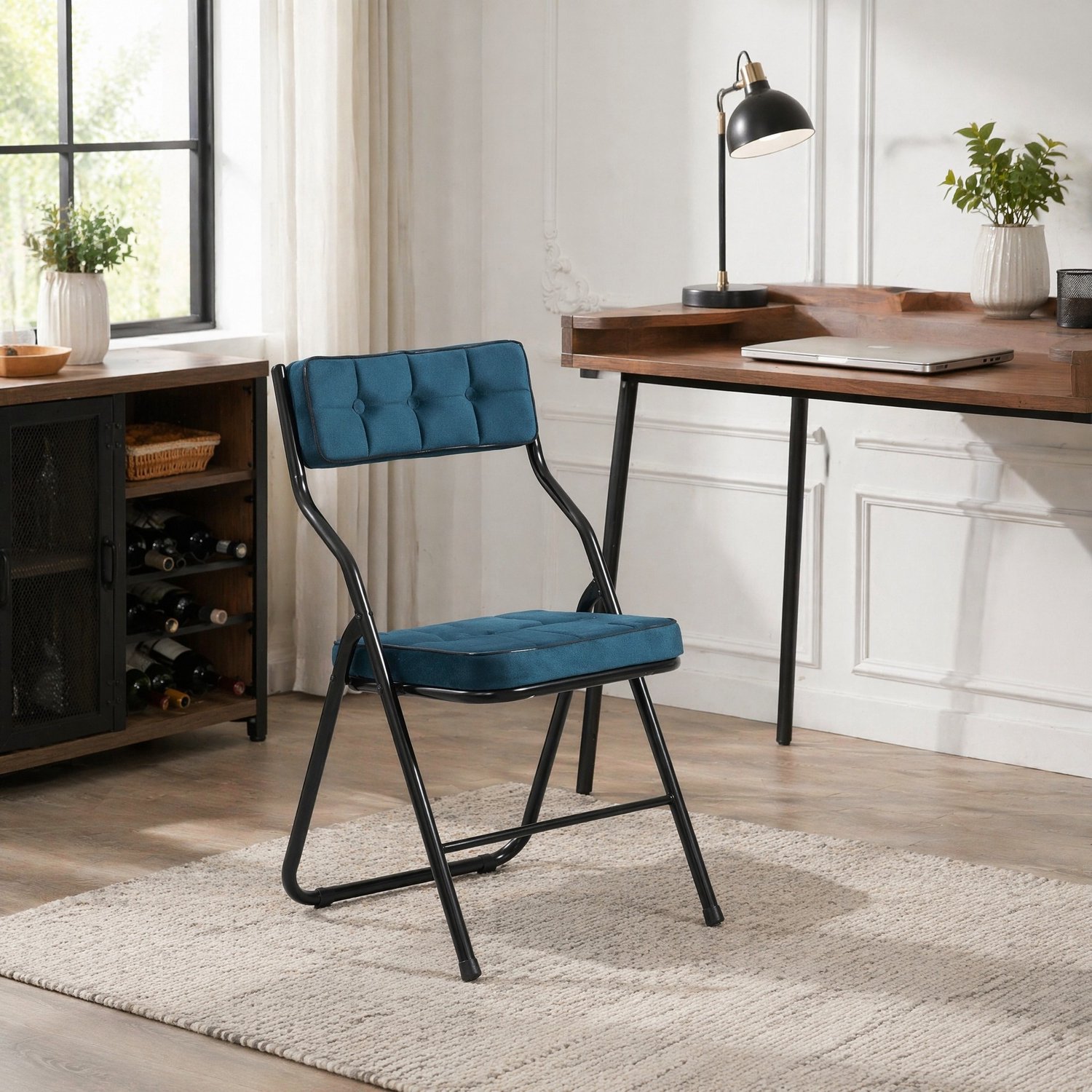 CHICFURN Klapstoel - Opvouwbaar - Gestoffeerd - Blauw
