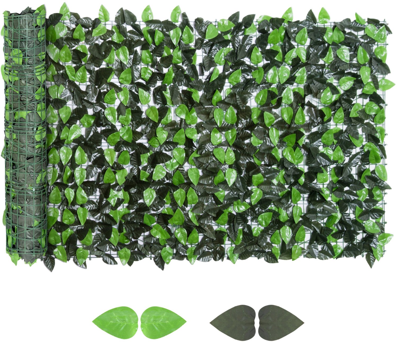 Kunsthaag – Kunstklimplanten – Buitendecoratie – Realistische uitstraling – 300 cm x 100 cm – Donkergroen