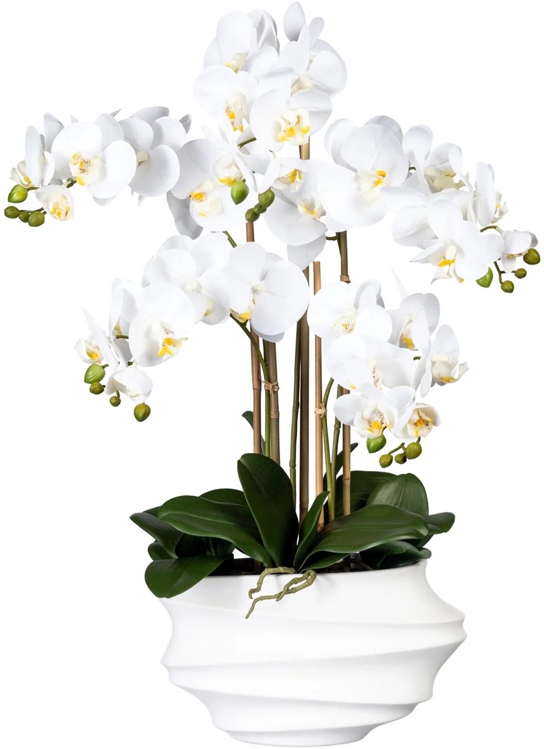 Kopu Kunstorchidee 75 cm - Wit - 5 takken - Witte vaas - Phalaenopsis