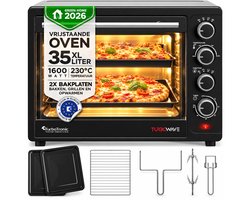 TurboTronic EV35 Vrijstaande oven 35L - Mini oven - Elektrische Oven - Zwart
