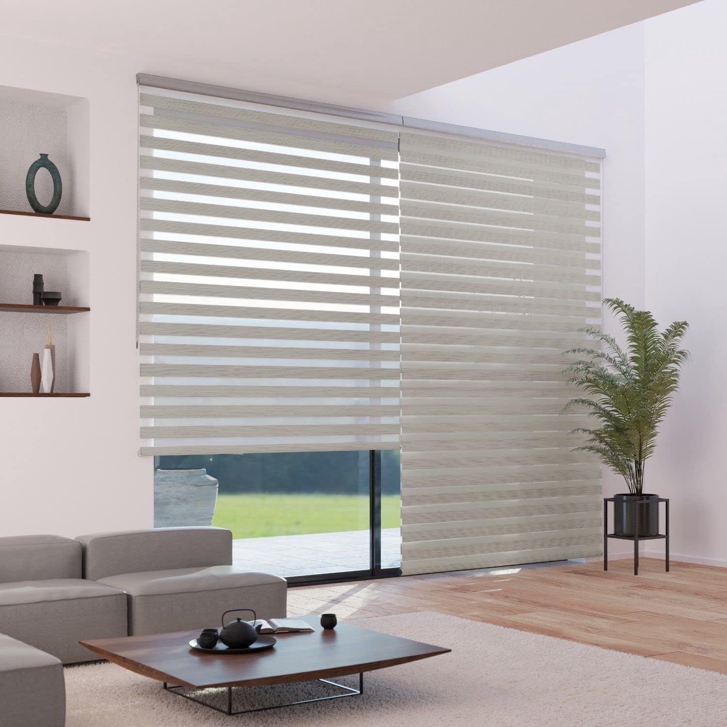 Rolgordijn dag en nacht 153 x 220 cm - beige - 100% polyester - eenvoudig te monteren - 153 stuks - Vemera