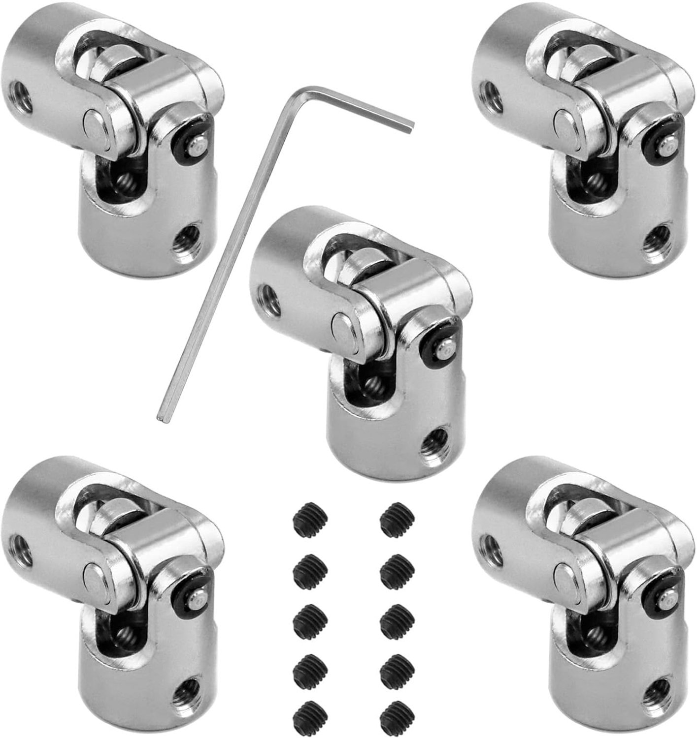 5 stuks universele askoppeling, draaibaar, 8 mm tot 8 mm, metalen askoppeling, motoraansluiting, universeel gewricht - ShopVlot