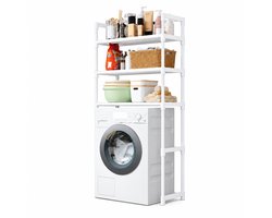 Nexxt Wasopbouw Wasmachinerek met Opbergruimte - 72 x 26 x 162 cm - Wit - Opbergrek Boven Wasmachine met Haken