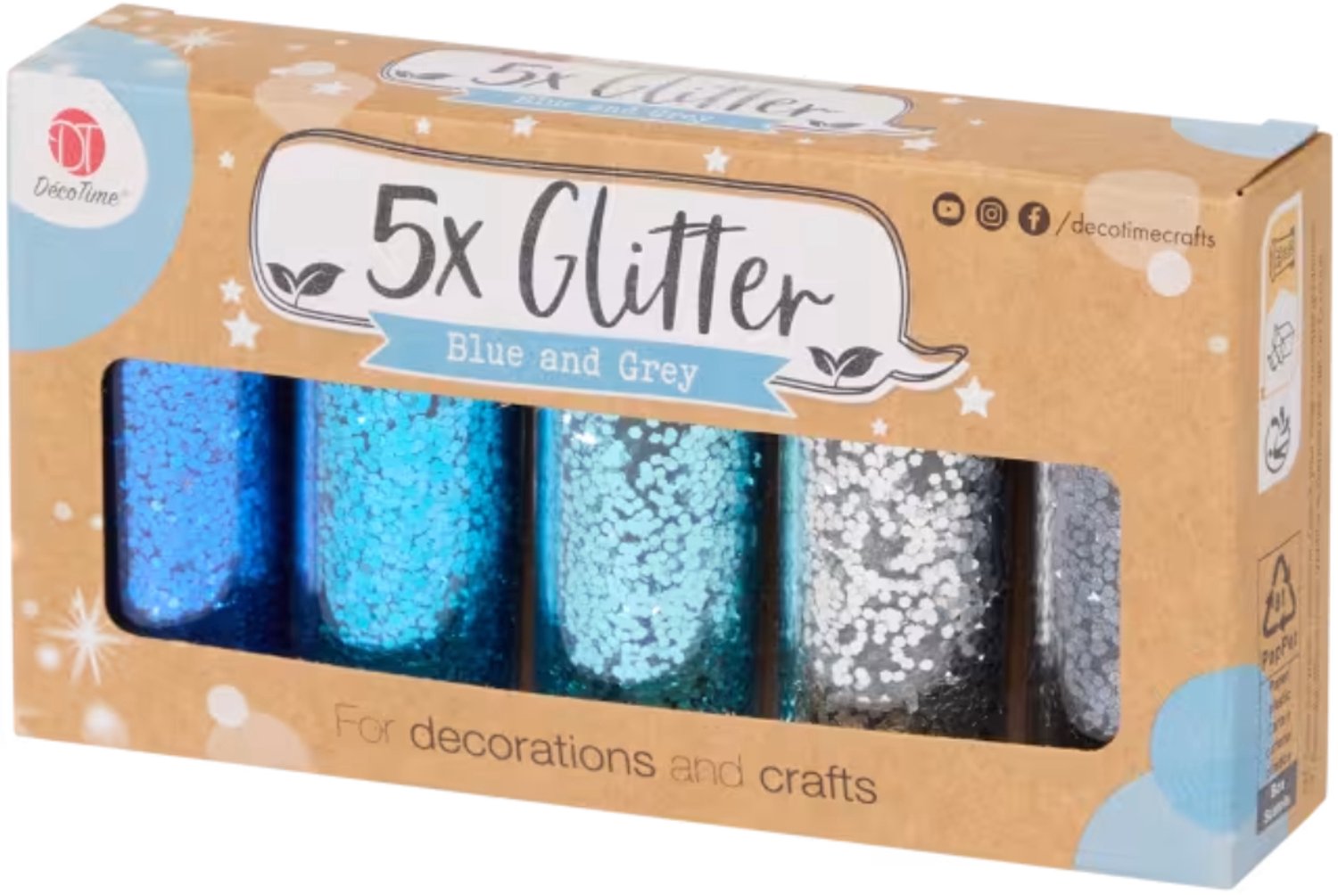 DécoTime glitterbuisjes 5 stuks - Kerst - Glitters - Knutselen