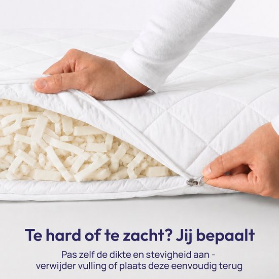 Comfeur Body Pillow Memory Foam - Ergonomische Zijslaapkussen & Zwangerchapskussen - Verstelbare Vulling Traagschuim - Wasbare Hoes - 160x50 cm - Inclusief 2 Wasbare Hoezen — afbeelding 5