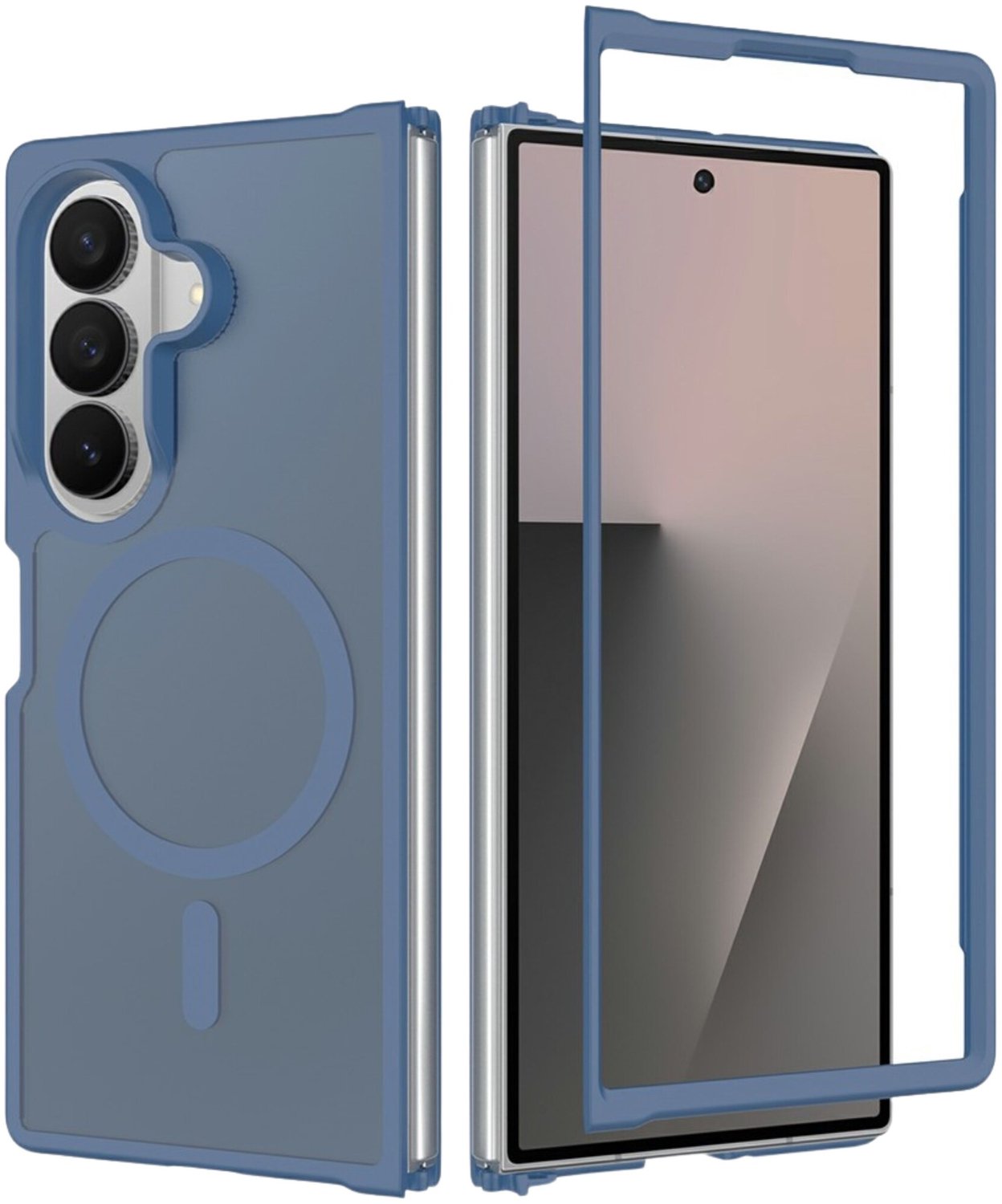 Casety Geschikt voor Samsung Galaxy Z Fold 8 Ultra backcover hoesje met magnetisch ondersteuning - Blauw