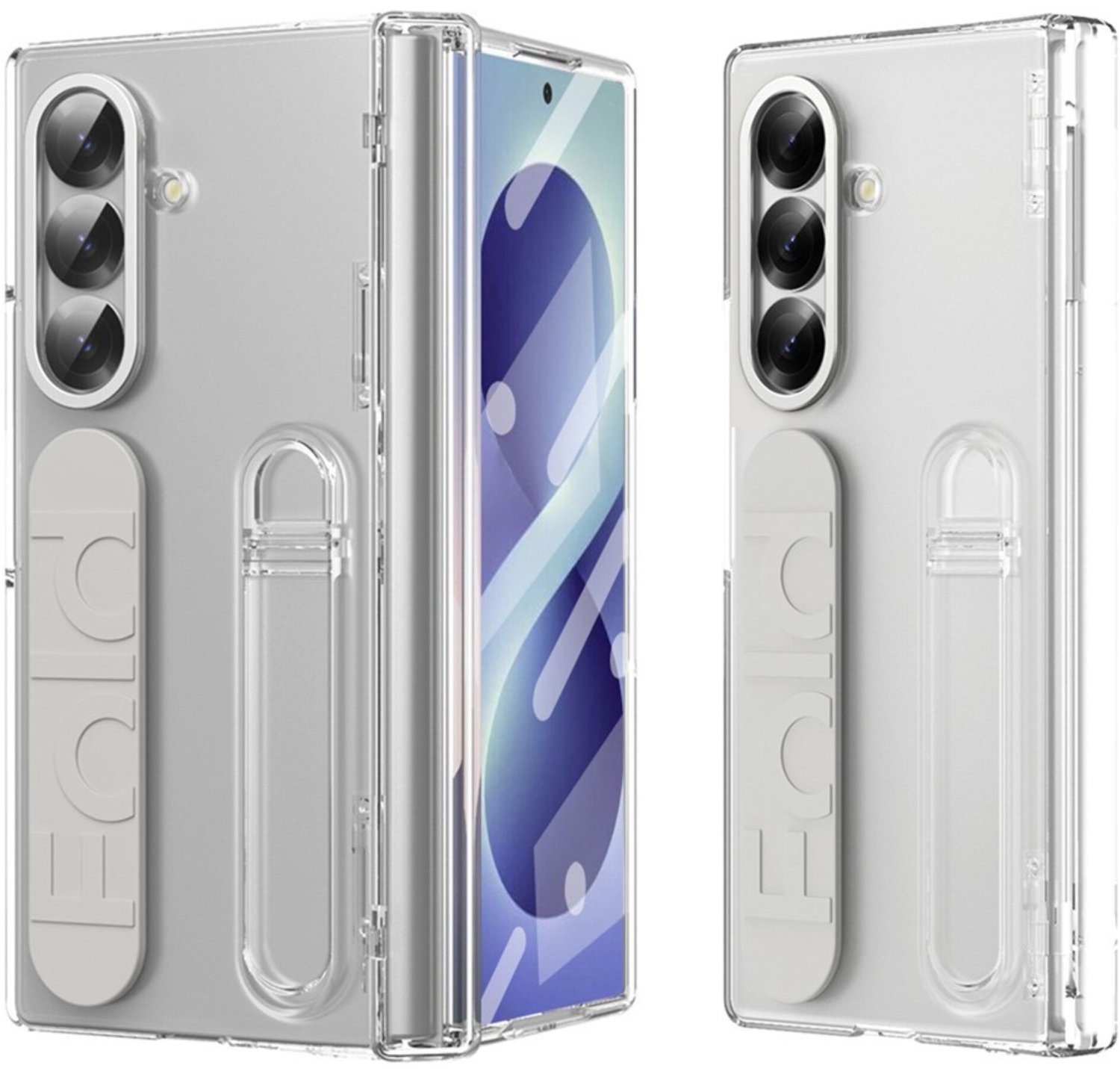 Casety Geschikt voor Samsung Galaxy Z Fold 8 Ultra backcover hoes met Kickstand & Polsband - Transparant
