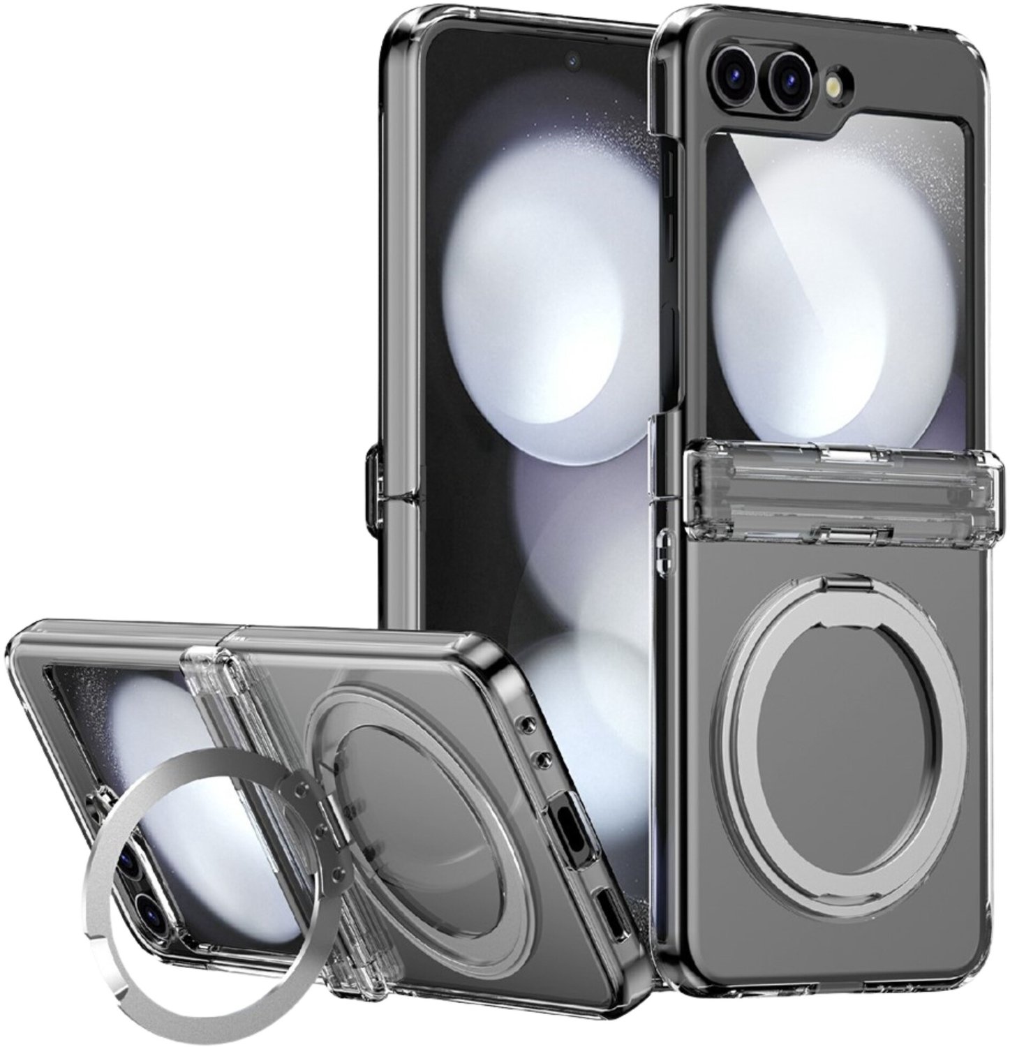 Casety Geschikt voor Samsung Galaxy Z Flip 8 backcover hoesje met magnetisch-ring - Transparant