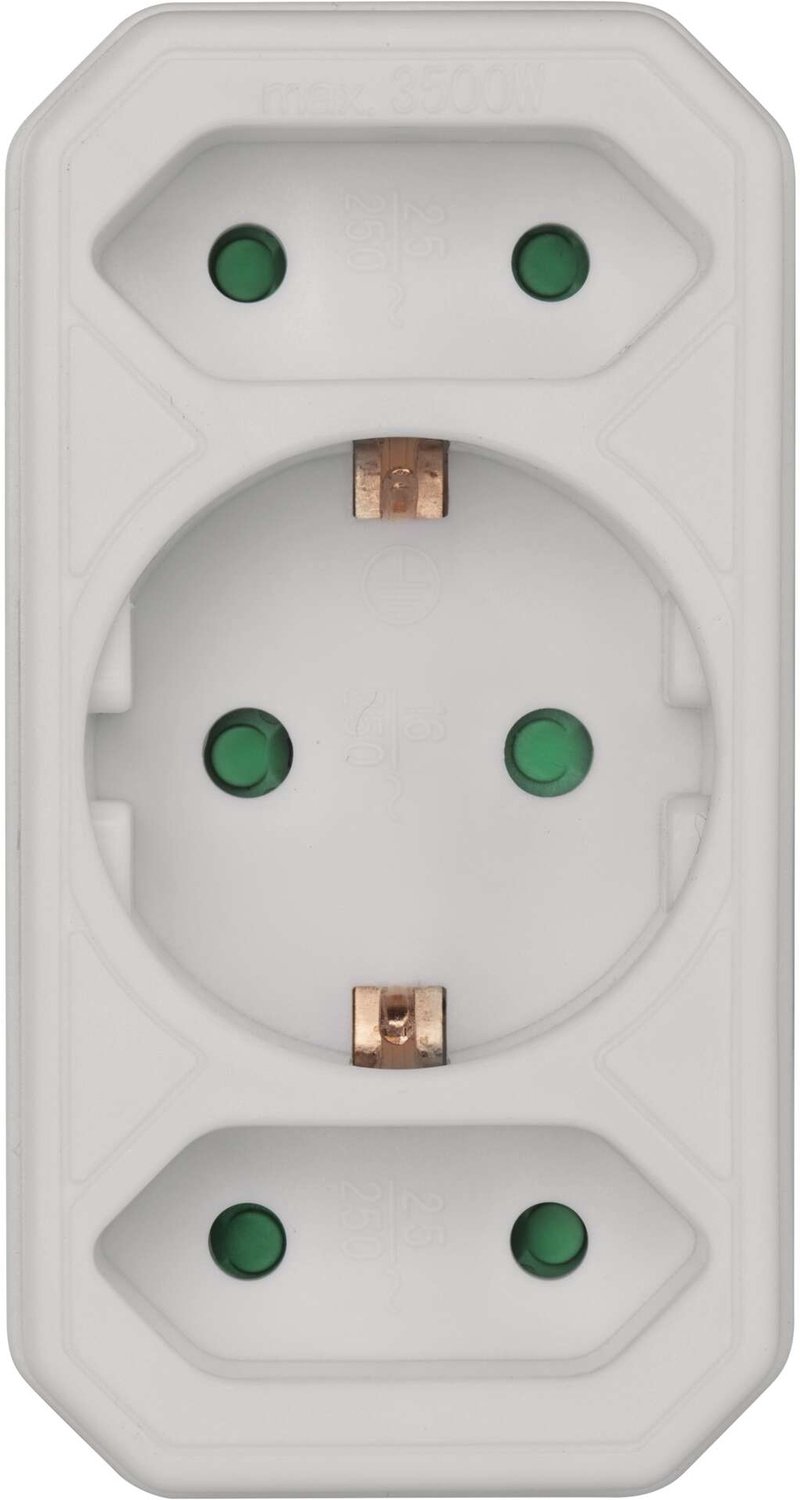 EMOS Verdeelstopcontact 2x plat + 1x rond, wit, P00272