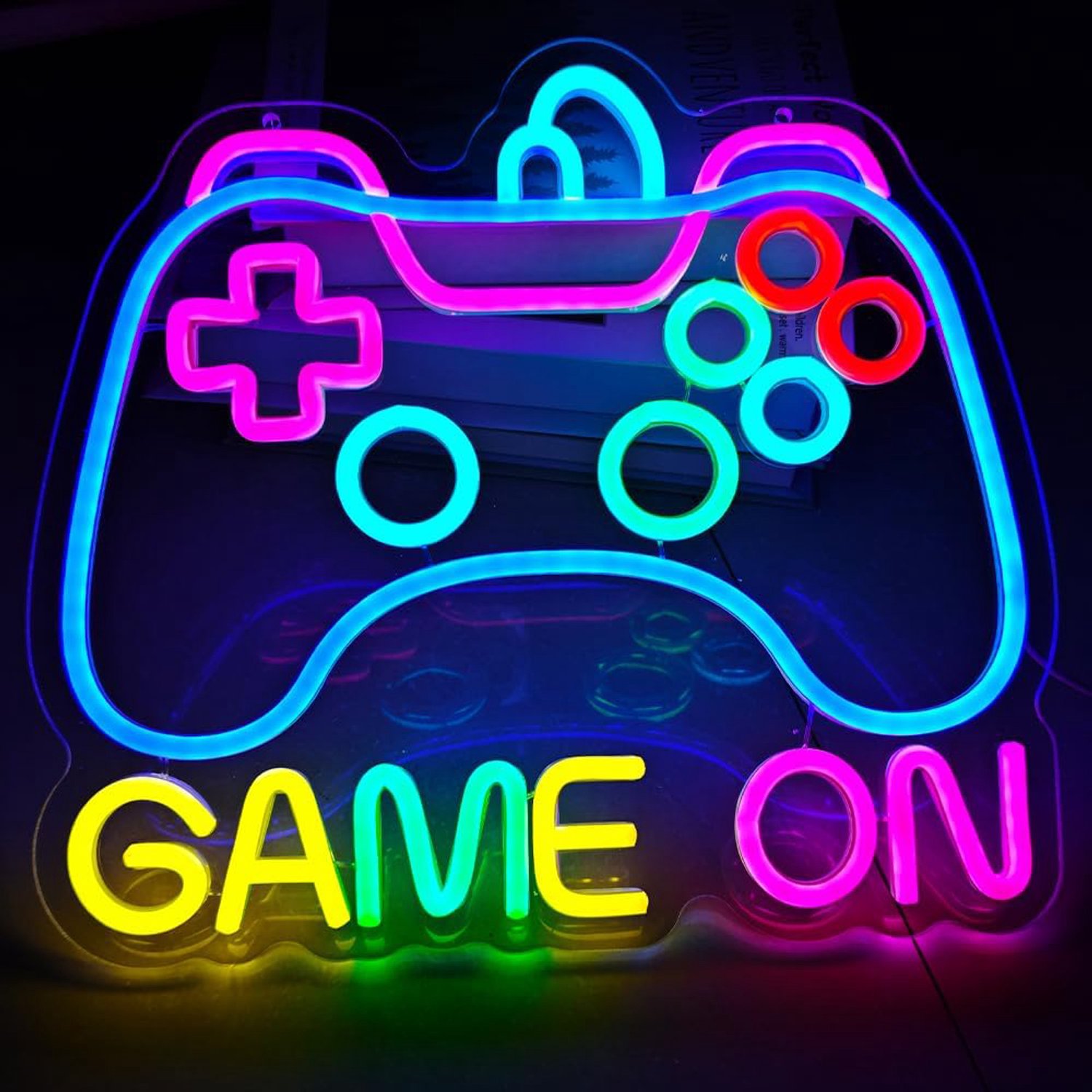 Game On Neon-Ledbord - Neonbord Voor De Decoratie Van Een Gameroom - Neon-Lichtbord Voor Gaming - Gamercadeaus Voor Jongens