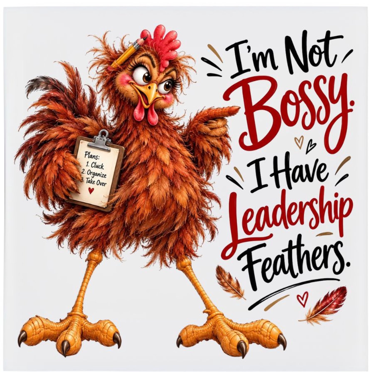 Radey's Keramische tegel - "I'm not bossy, i have leadership feathers" - 15 x 15 cm - grappige tegel - decoratie tegel - spreuktegel Divers