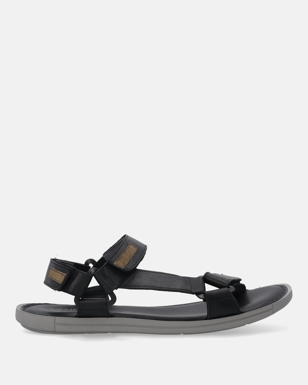 Venezia Heren Sandalen Leer Klittenband Zwart