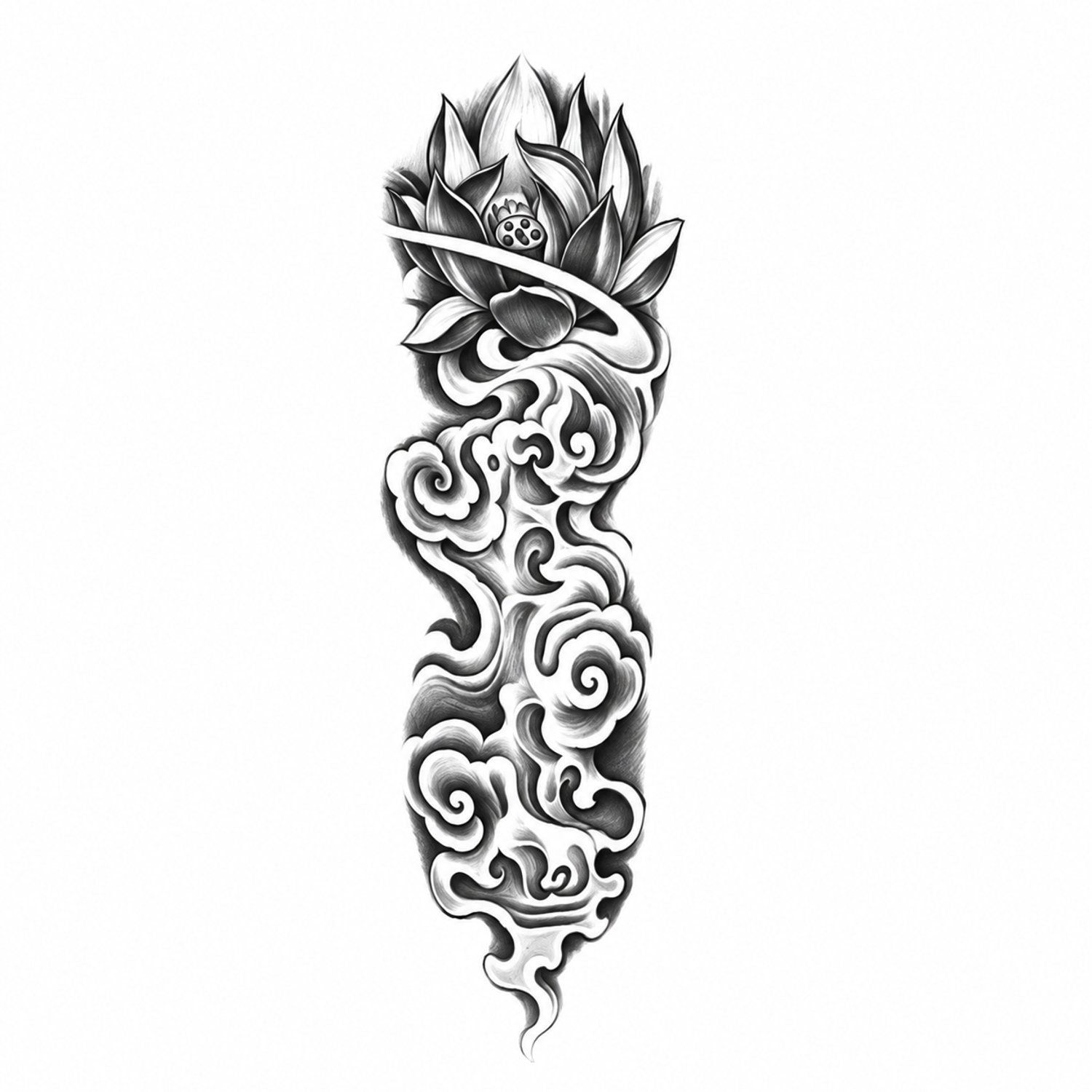 INKC - Tijdelijke Tattoo - Draak en Wolken Sleeve - Nep Tattoo - Plak Tattoos - Blijft tot 2 weken - 16 x 47cm