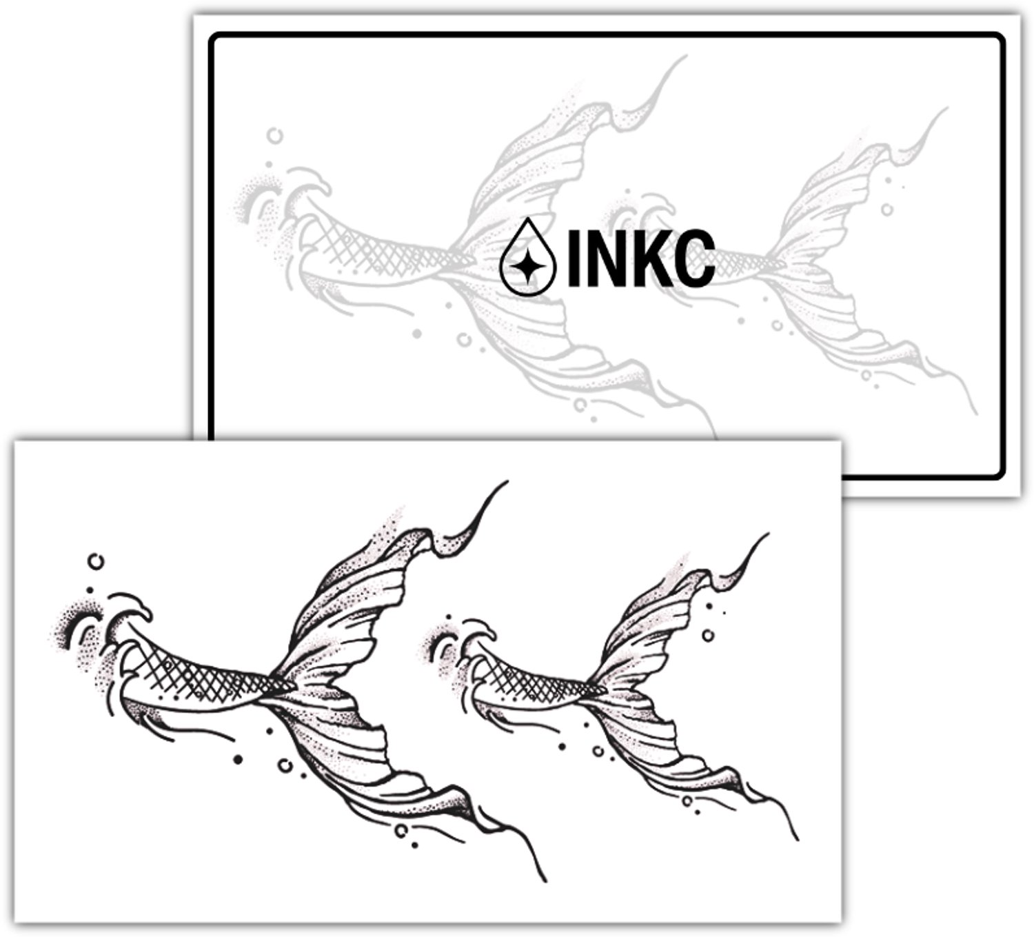 INKC - Tijdelijke Tattoo - Koi Vin - Nep Tattoo - Plak Tattoos - Blijft tot 2 weken - 7 x 12cm