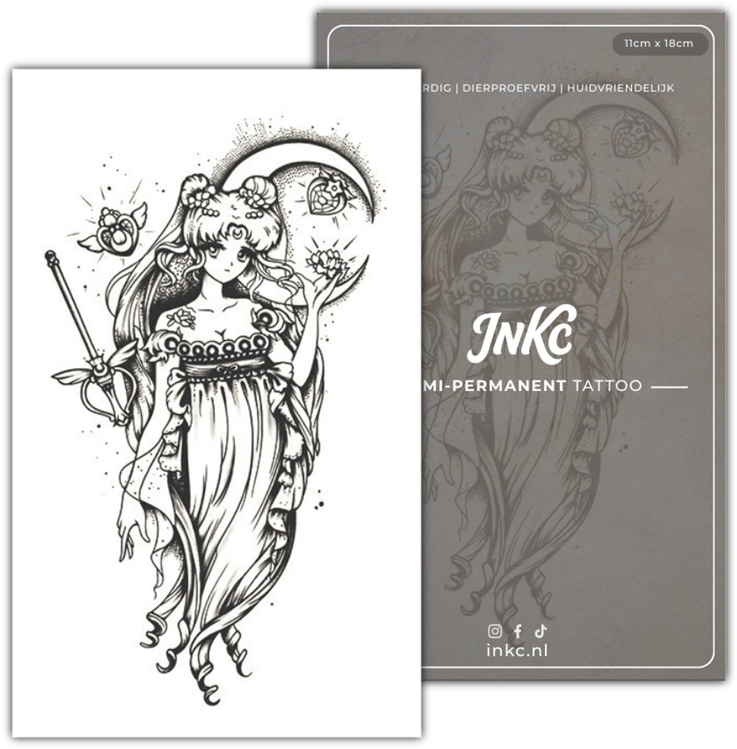 INKC - Tijdelijke Tattoo - Mystiek Nacht - Nep Tattoo - Plak Tattoos - Blijft tot 2 weken - 11 x 18cm