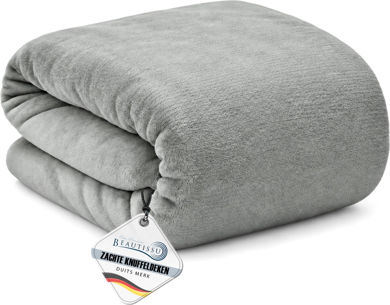 Beautissu Aurelia - Woondeken & Plaid - 220x240 cm - Grijs - Zachte microvezel fleece Licht Grijs