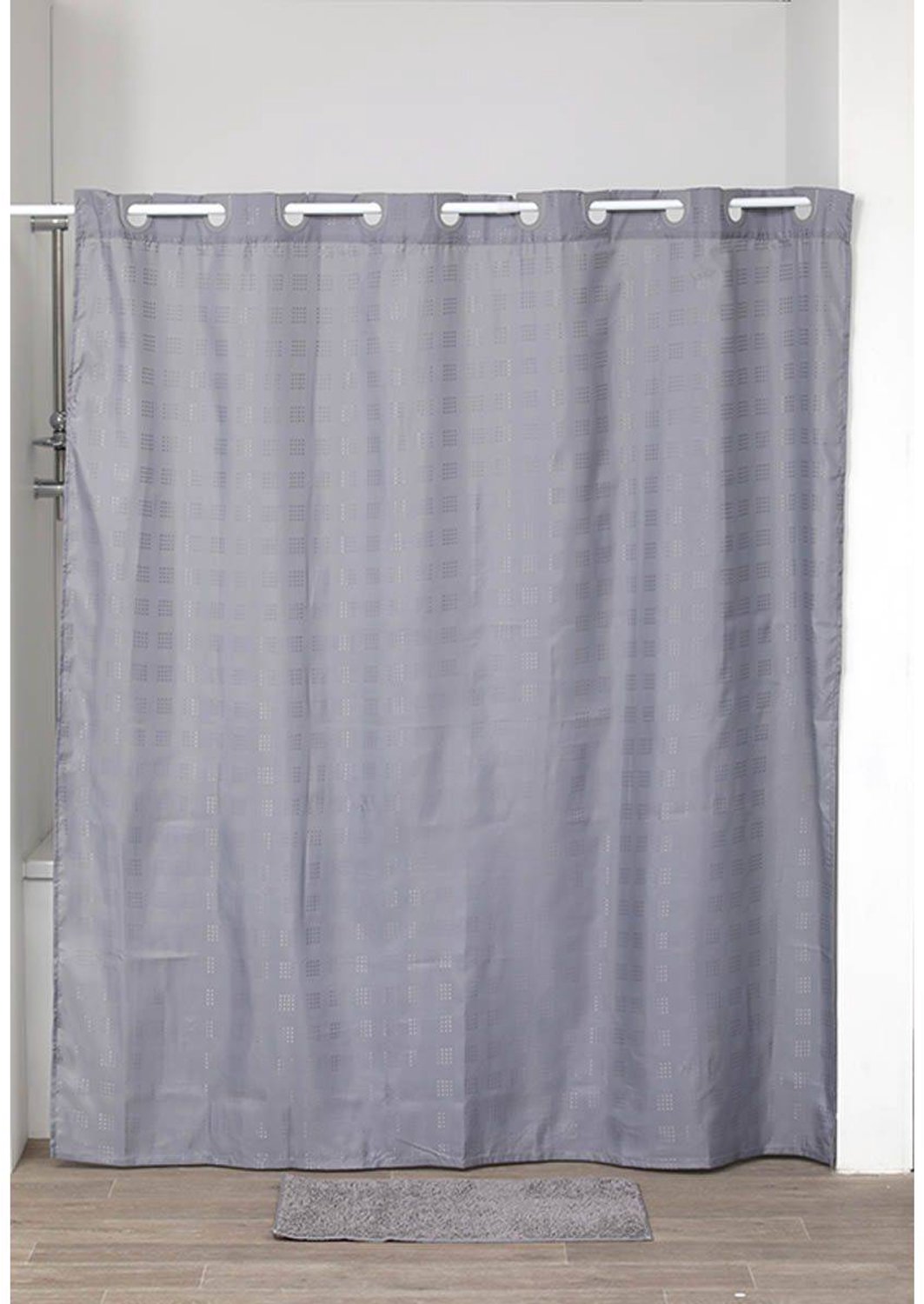 Rideau de douche en polyester avec œillets intégrés 180 x 200 cm gris
