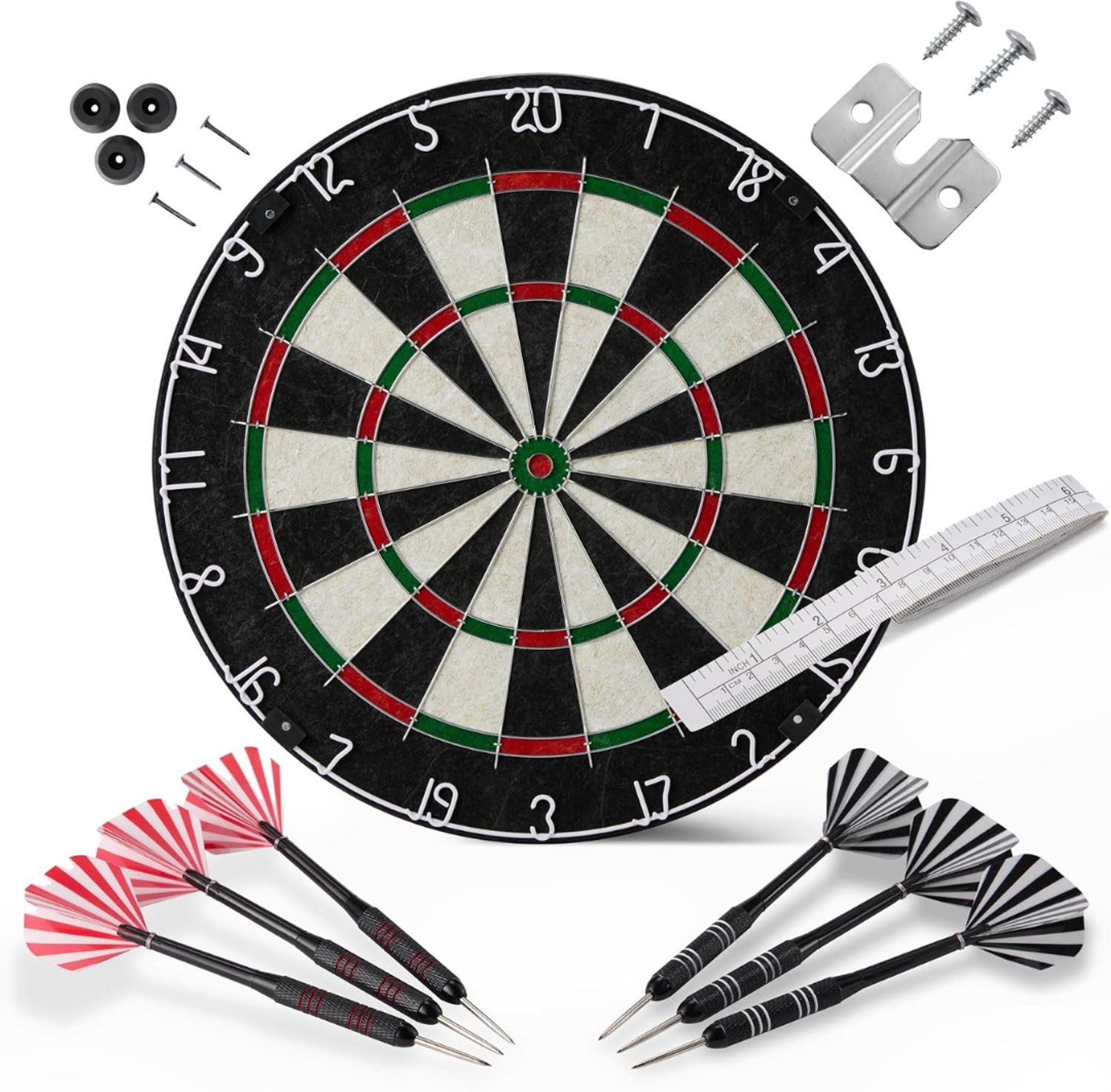 KLS® Dartbord - Dartbord Set - Dartbord met Dartpijlen - Zwart - 45cm x 45cm x 45cm