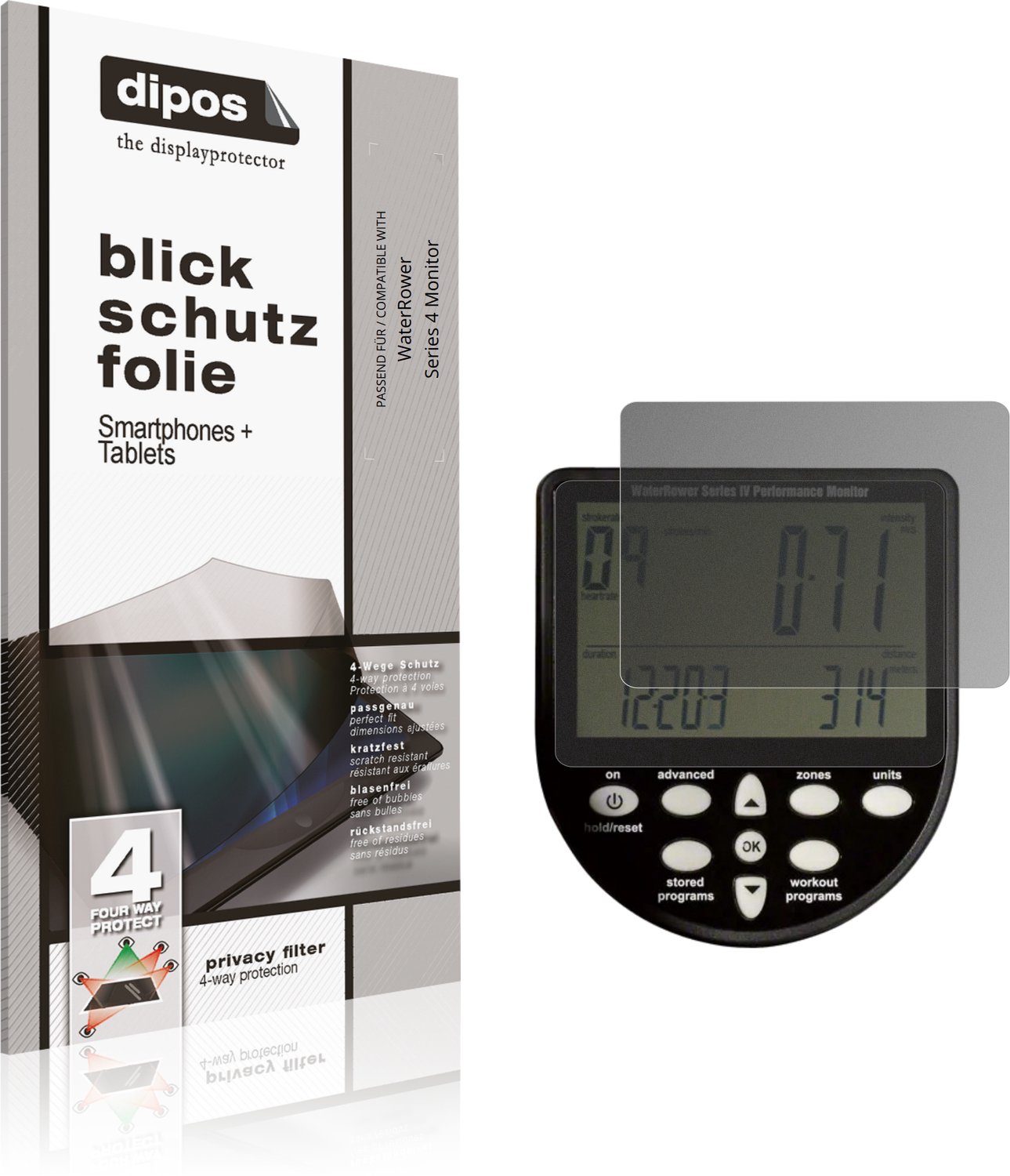 dipos – Matte Privacy Screenprotector geschikt voor WaterRower Series 4 Monitor | Anti-Spy Beschermfolie