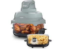 Ninja CRISPi 4-in-1 Glazen Airfryer, 3,8 l en 2,3 l, airfryen, braden, warmhouden en opnieuw krokant maken, compact ontwerp, 2 verwijderbare glazen schalen en deksels, 1700 W - Groen - FN201EUGN8