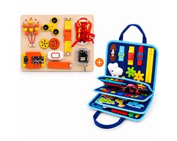 Montessori Busy Board & Busy Book Set – Speelgoed 1 Jaar – Speelgoed 2 Jaar – Speelgoed 3 Jaar – Educatief Speelgoed – Fijne Motoriek – Sensorisch Speelgoed – Reisspeelgoed