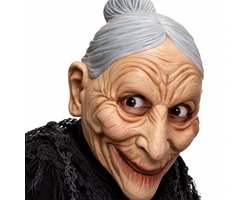 Partychimp Hoofdmasker Grappige Oude Vrouw Sarah Abraham Carnaval Halloween Masker voor bij Halloween Kostuum Volwassenen Halloween Maskers Volwassenen - Latex - Beige/grijs - One-size